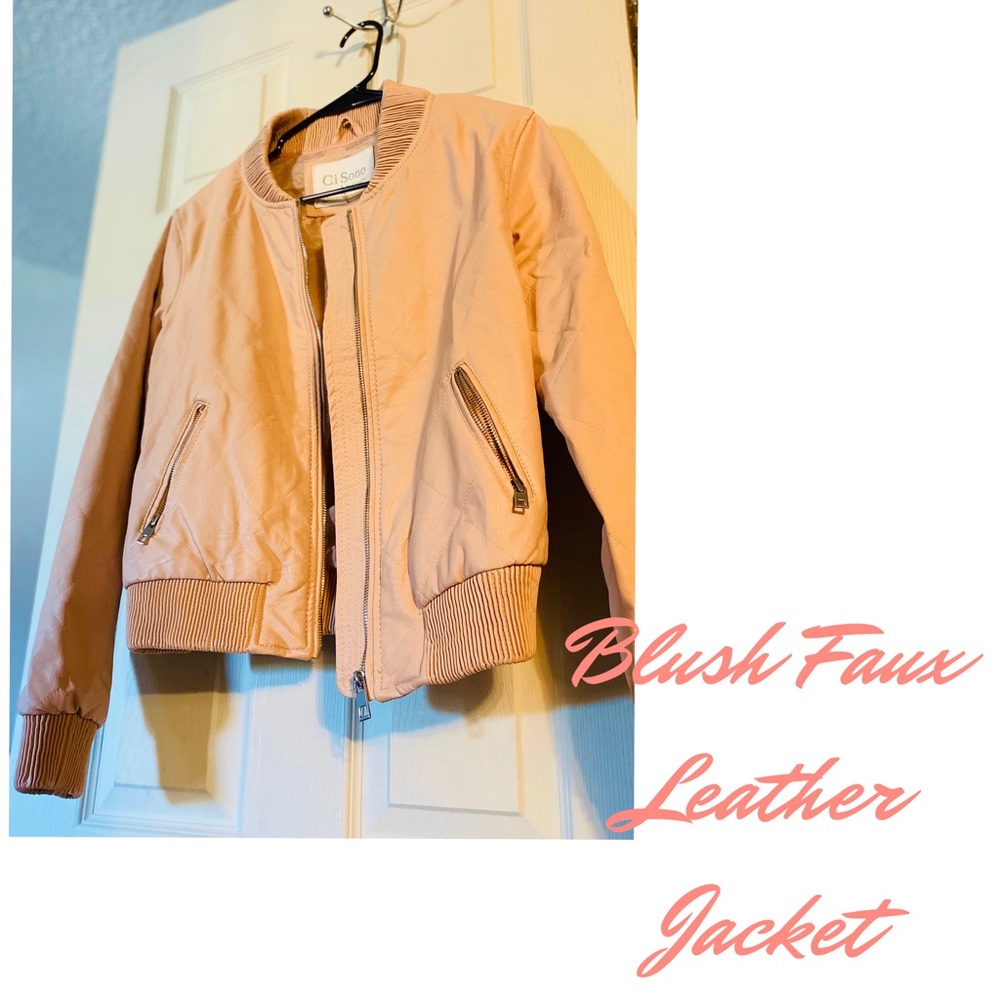 Blush Faux Leather Jacket Size Large